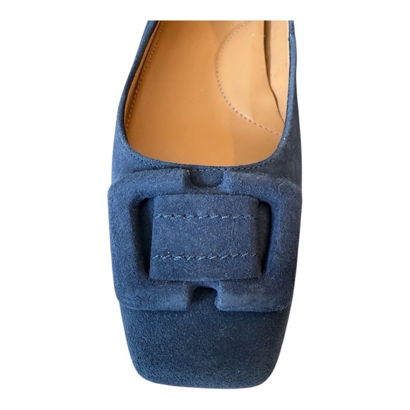 Talbots Sutton Flats Indigo Blue Square Toe Ballet Size 7M Preppy Career Causal - Picture 3 of 16